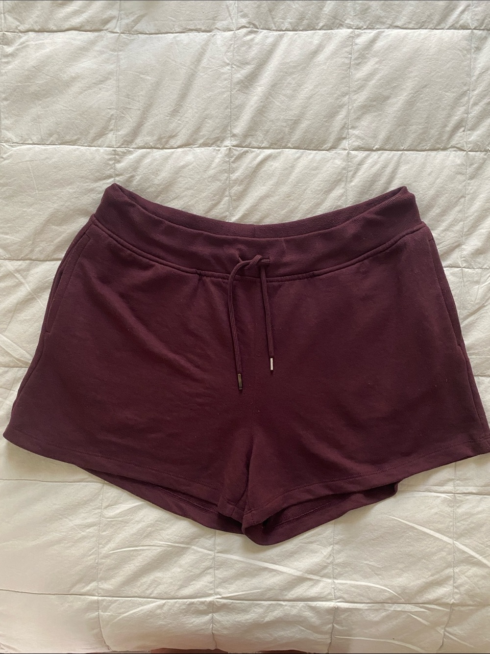 Women's Wine/Burgundy Drawstring Terry Cloth Lounge Shorts